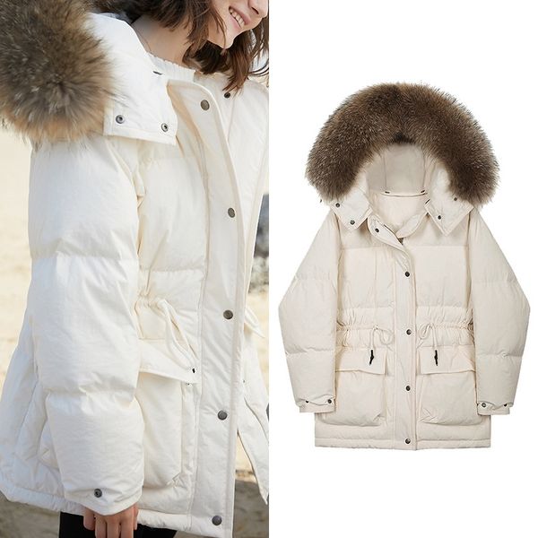 oversized wool collar white goose down jacket women's middle and long korean version thickened fashion new winter small man, Black
oversized wool collar white goose down jacket women's middle and long korean version thickened fashion new winter small man, Black