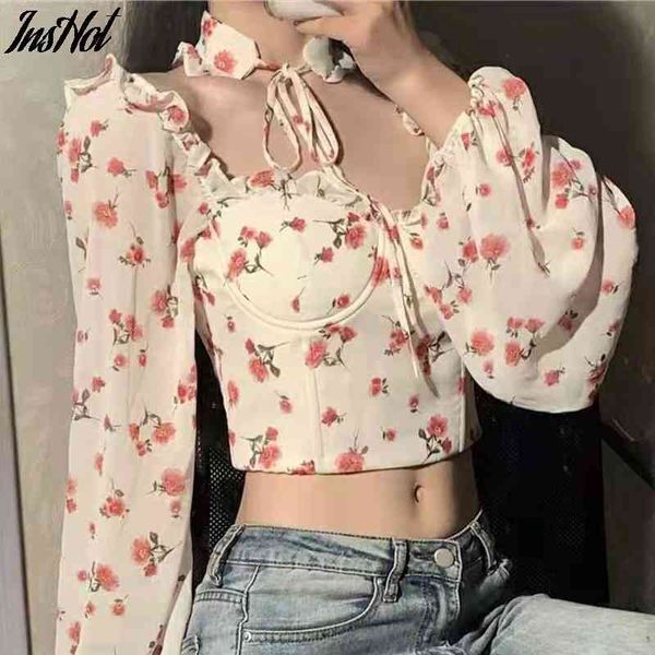 women gothic floral print elegant chiffon blouse shirts long sleeve pink lady crop clothing 210514, White
women gothic floral print elegant chiffon blouse shirts long sleeve pink lady crop clothing 210514, White