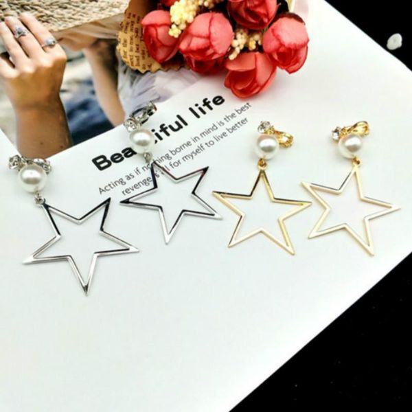clip-on & screw back 4cm large pentagram earrings ear clips metal long gold silver hollow five-pointed star pierced clip earring for women
clip-on & screw back 4cm large pentagram earrings ear clips metal long gold silver hollow five-pointed star pierced clip earring for women