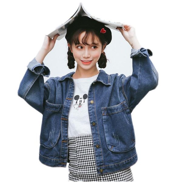 women's jackets korean fashion women denim jacket loose long sleeve coat large size big pockets jean female, Black;brown
women's jackets korean fashion women denim jacket loose long sleeve coat large size big pockets jean female, Black;brown