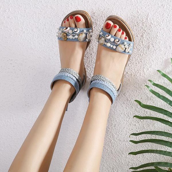 sandals national style women's cross border shell beaded slope heel retro roman, Black
sandals national style women's cross border shell beaded slope heel retro roman, Black