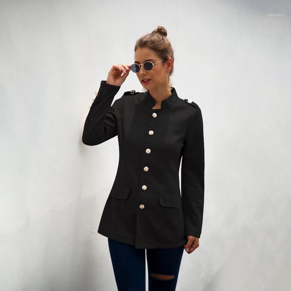 women coats outwear vintage blazer suit long sleeve slim fit gold button women's suits & blazers, White;black
women coats outwear vintage blazer suit long sleeve slim fit gold button women's suits & blazers, White;black