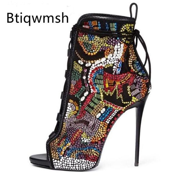 boots 2021 runway shoes woman peep toe mixed color rhinestone diamond cross strap high heel ankle party, Black
boots 2021 runway shoes woman peep toe mixed color rhinestone diamond cross strap high heel ankle party, Black