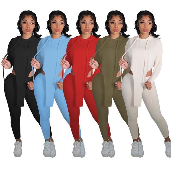 women's two piece pants solid color long sleeved hooded irregular sports sets elastic tight suits wholesale drop, White
women's two piece pants solid color long sleeved hooded irregular sports sets elastic tight suits wholesale drop, White