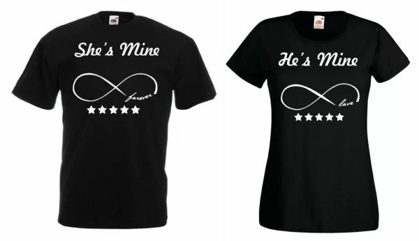 partner mens + womens t-shirt set "he is mine & she is mine" forever love bae bff, White;black
partner mens + womens t-shirt set "he is mine & she is mine" forever love bae bff, White;black