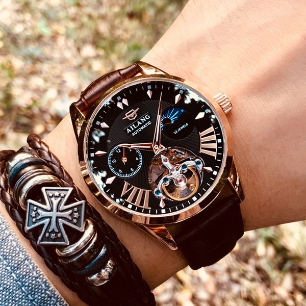 ailang automatic mechanical men's waterproof hollow out watch label, Slivery;brown
ailang automatic mechanical men's waterproof hollow out watch label, Slivery;brown