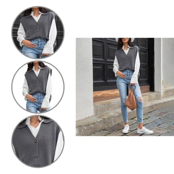 women's vests half cardigan dark gray solid color one button sweater vest for gathering, Black;white
women's vests half cardigan dark gray solid color one button sweater vest for gathering, Black;white