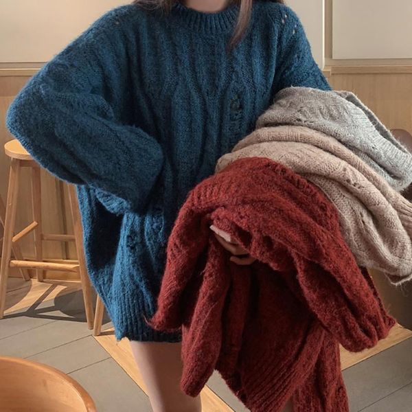 women's sweaters vintage hole loose alpaca wool pullover sweater jacket autumn winter versatile korean style, White;black
women's sweaters vintage hole loose alpaca wool pullover sweater jacket autumn winter versatile korean style, White;black