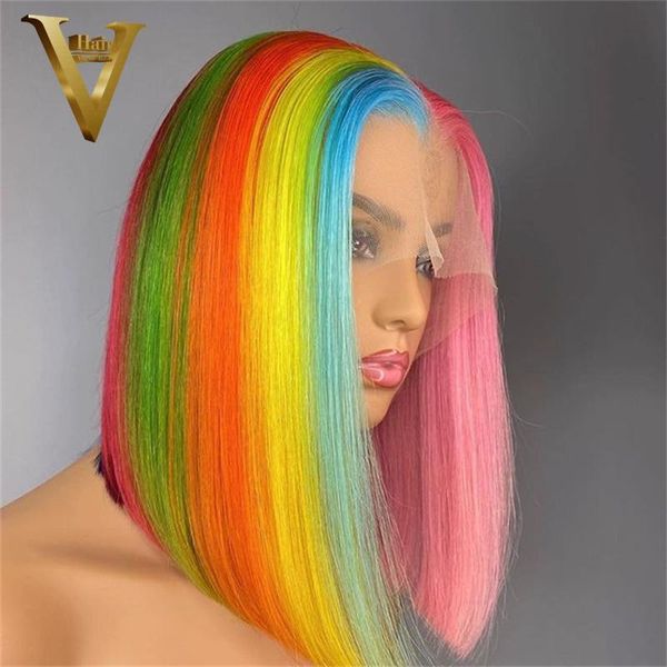 lace wigs blue green red colored rainbow highlight wig human hair pre plucked pink bob straight front for women, Black;brown
lace wigs blue green red colored rainbow highlight wig human hair pre plucked pink bob straight front for women, Black;brown