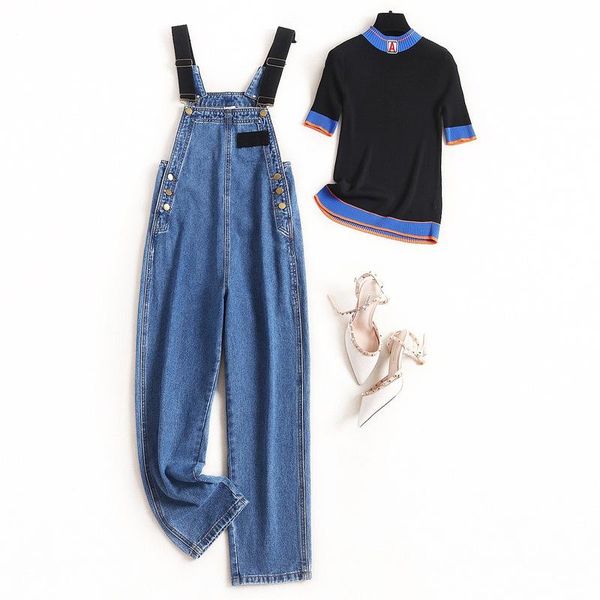 women casual denim jean pants cute overalls + color block black knitted 2021 spring fashion jumpsuits rompers cocochoose women's two p, White
women casual denim jean pants cute overalls + color block black knitted 2021 spring fashion jumpsuits rompers cocochoose women's two p, White