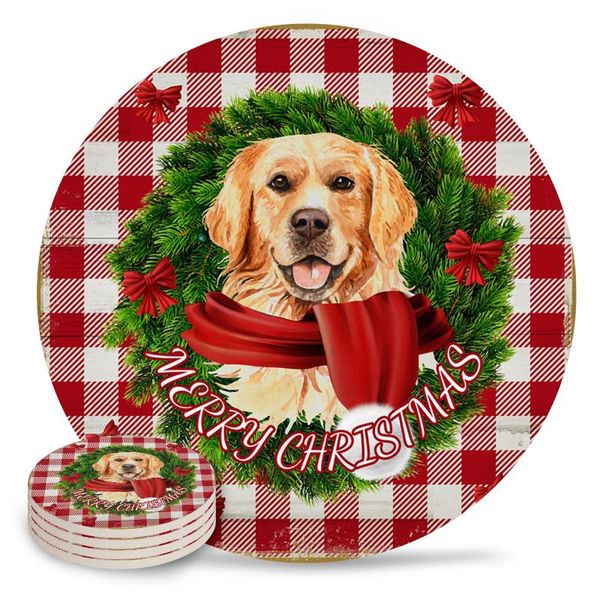 mats & pads christmas golden retriever red plaid wreath ceramic coasters waterproof tea cup mat home decor for glasses
mats & pads christmas golden retriever red plaid wreath ceramic coasters waterproof tea cup mat home decor for glasses
