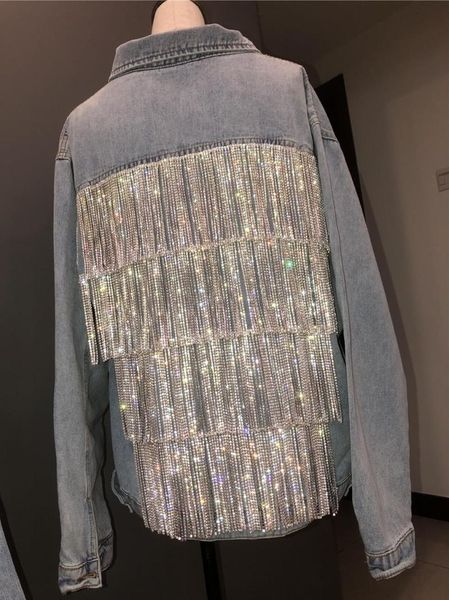 women's jackets high-density chain tassel rhinestone denim jacket woman spring autumn diamond jean ladies streetwear studded coat, Black;brown
women's jackets high-density chain tassel rhinestone denim jacket woman spring autumn diamond jean ladies streetwear studded coat, Black;brown