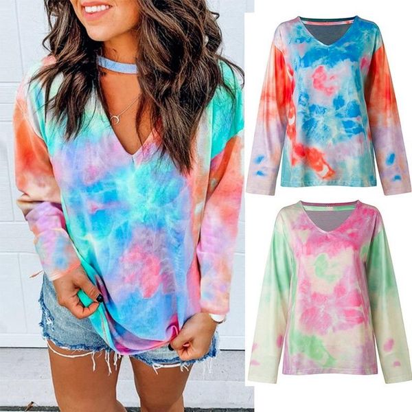 women's t-shirt 2021 tie-dye printing long-sleeved v-neck and short-sleeved green for women vintage streetwear, White
women's t-shirt 2021 tie-dye printing long-sleeved v-neck and short-sleeved green for women vintage streetwear, White