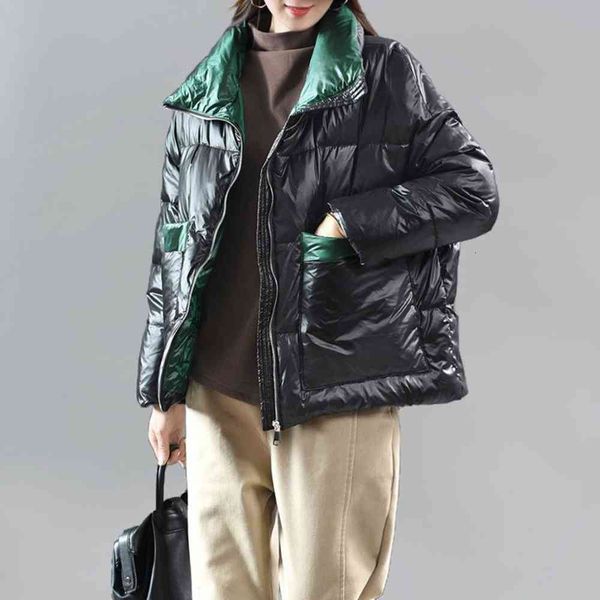 winter clothes large color matching leisure style down cotton jacket women's stand collar thickened coat, Black
winter clothes large color matching leisure style down cotton jacket women's stand collar thickened coat, Black