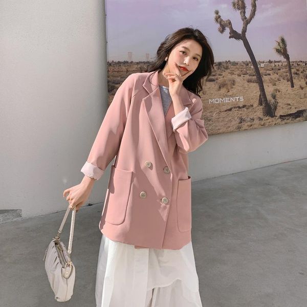 women's suits & blazers 2021 spring korean fashion casual blazer coat temperament loose small suit spot, White;black
women's suits & blazers 2021 spring korean fashion casual blazer coat temperament loose small suit spot, White;black