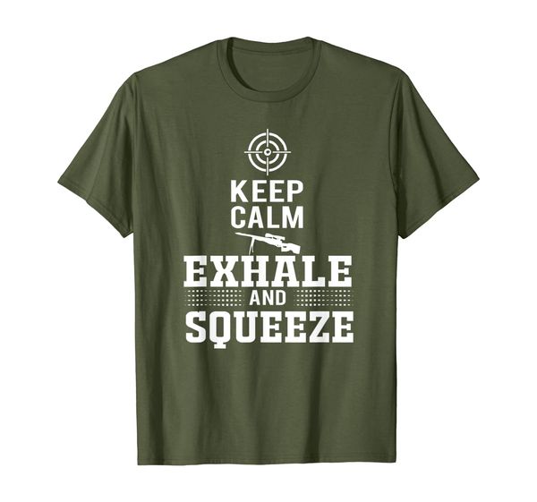 keep calm - exhale squeeze. sniper t-shirt 2nd amendment, White;black