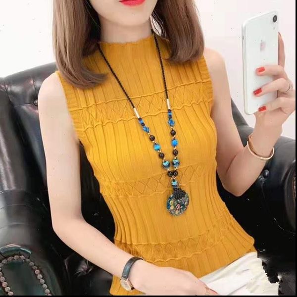 women womens tank slim knitting hollow out female knitted half turtleneck camis sleeveless solid t shirts spring summer, White
women womens tank slim knitting hollow out female knitted half turtleneck camis sleeveless solid t shirts spring summer, White
