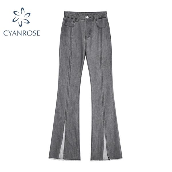 women's gray denim flare pants retro y2k hem split tide long female high waist loose rok relax ulzzang jeans trousers 210430, Blue
women's gray denim flare pants retro y2k hem split tide long female high waist loose rok relax ulzzang jeans trousers 210430, Blue