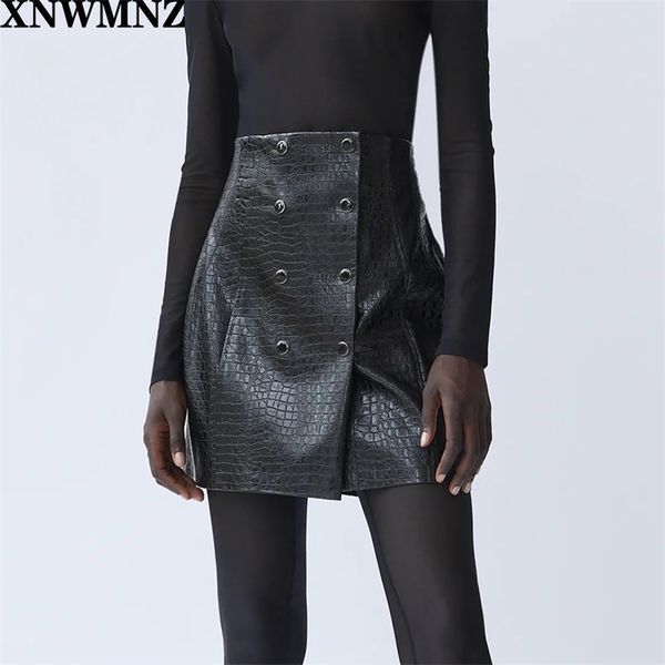 women fashion with metal buttons faux leather mini skirt vintage a line high waist female skirts mujer quality 210520, Black
women fashion with metal buttons faux leather mini skirt vintage a line high waist female skirts mujer quality 210520, Black