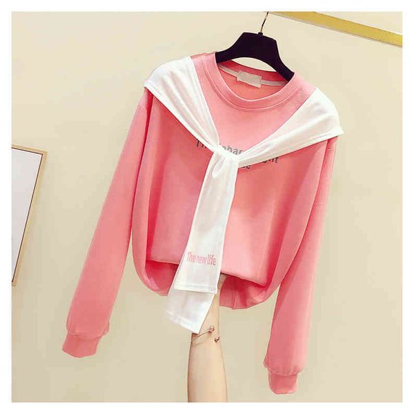 autumn fashion women's o neck letter print long sleeves patchwork scarf t-shirt tee female pullover casual tees a3972 210428, White
autumn fashion women's o neck letter print long sleeves patchwork scarf t-shirt tee female pullover casual tees a3972 210428, White