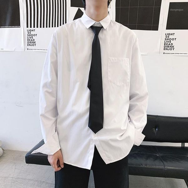 men's dress shirts long sleeve handsome cardigan tie white formal wear shirt lapel spring loose solid color casual simplicity fashion, White;black
men's dress shirts long sleeve handsome cardigan tie white formal wear shirt lapel spring loose solid color casual simplicity fashion, White;black