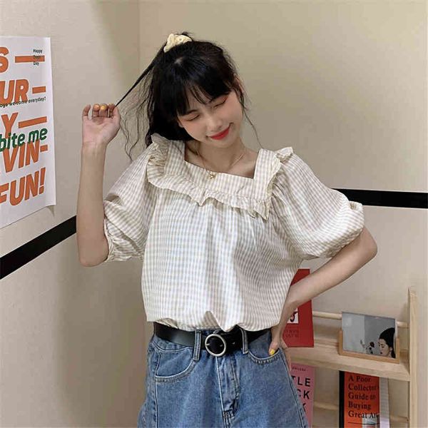 3 sizes -xl causal loose square collar short puff sleeve fresh cute college wind women summer blouses 210522, White
3 sizes -xl causal loose square collar short puff sleeve fresh cute college wind women summer blouses 210522, White