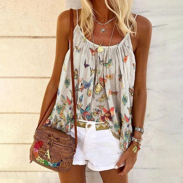 Summer Backless Polyester Butterfly Women Cami Pattern Tops Spaghetti Strap Sexy Casual Basic Size S 2Xl, White
Summer Backless Polyester Butterfly Women Cami Pattern Tops Spaghetti Strap Sexy Casual Basic Size S 2Xl, White