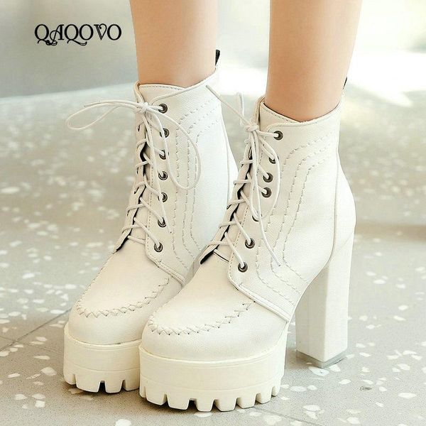 boots platform lace up ankle women pu square super high heels booties spring autumn fashion shoes big size 43, Black
boots platform lace up ankle women pu square super high heels booties spring autumn fashion shoes big size 43, Black