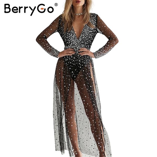 berrygo v neck black winter dress women transparent mesh party es vestido de festa high side split sequins long 210513, Black;gray
berrygo v neck black winter dress women transparent mesh party es vestido de festa high side split sequins long 210513, Black;gray