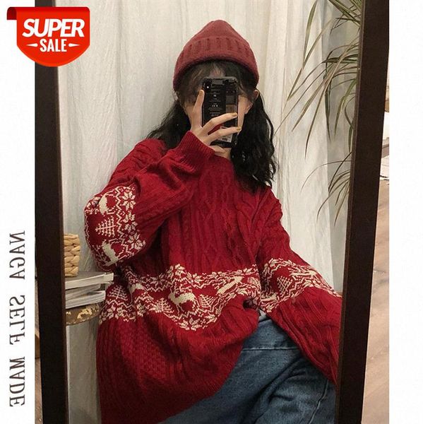retro hong kong-flavored cherries red christmas sweater women's loose lazy pullover knit outer wear #e20v, White
retro hong kong-flavored cherries red christmas sweater women's loose lazy pullover knit outer wear #e20v, White