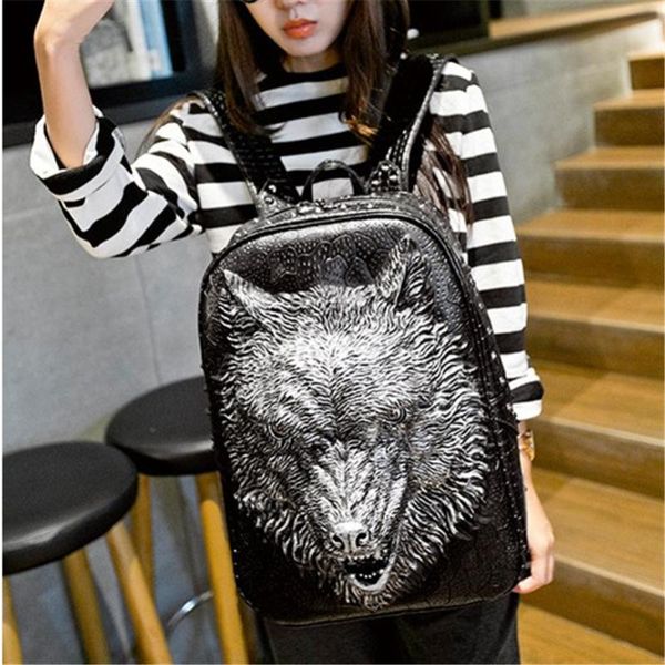backpack fashion animal grain travel wolf 3d emboss hop trend bag large capacity pu leather women school bags
backpack fashion animal grain travel wolf 3d emboss hop trend bag large capacity pu leather women school bags