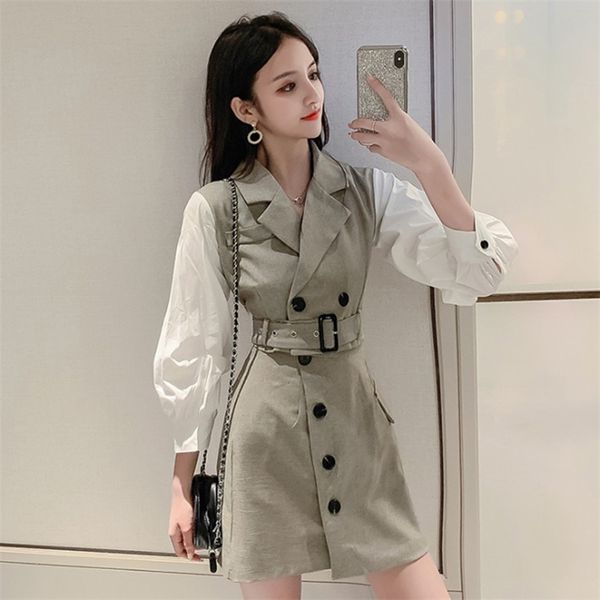 spring autumn women's sets korean lapel puff sleeve waist slim and thin temperament short skirts suit gx615 210507, White
spring autumn women's sets korean lapel puff sleeve waist slim and thin temperament short skirts suit gx615 210507, White