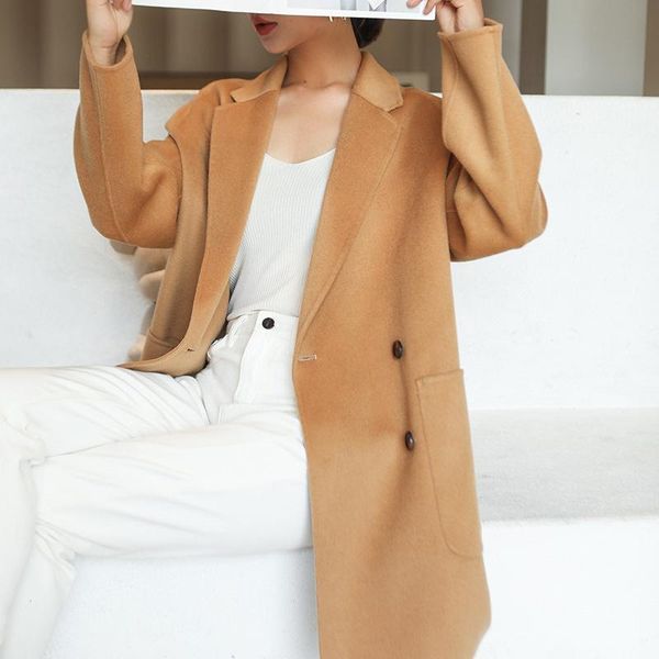 women's wool & blends 2021 autumn and winter double-sided coat medium long korean suit gentle, Black
women's wool & blends 2021 autumn and winter double-sided coat medium long korean suit gentle, Black