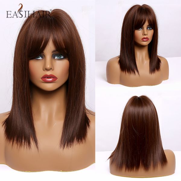 medium length brown straight synthetic wigs for women bob wig with bangs heat resistant daily wig cute cosplay wigs, Black
medium length brown straight synthetic wigs for women bob wig with bangs heat resistant daily wig cute cosplay wigs, Black