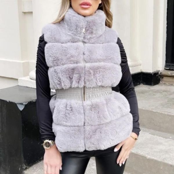 women's fur & faux quinn fashion vests women elegant artificial coats stand collar collected waisted ladies, Black
women's fur & faux quinn fashion vests women elegant artificial coats stand collar collected waisted ladies, Black