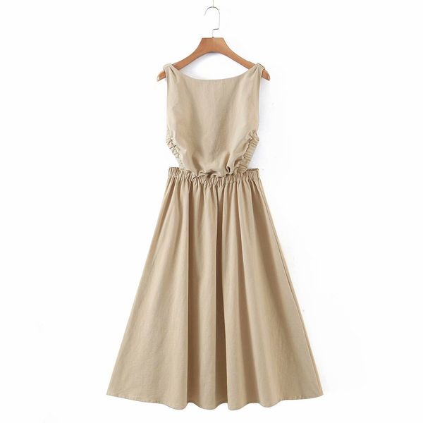 o-neck women's dress backless female cotton summer beach style ladies midi dresses 210430, Black;gray
o-neck women's dress backless female cotton summer beach style ladies midi dresses 210430, Black;gray