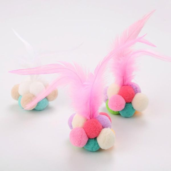 cat toys 1pcs pet toy colorful handmade bells feather bouncy ball interactive plush for fun scratching katten
cat toys 1pcs pet toy colorful handmade bells feather bouncy ball interactive plush for fun scratching katten