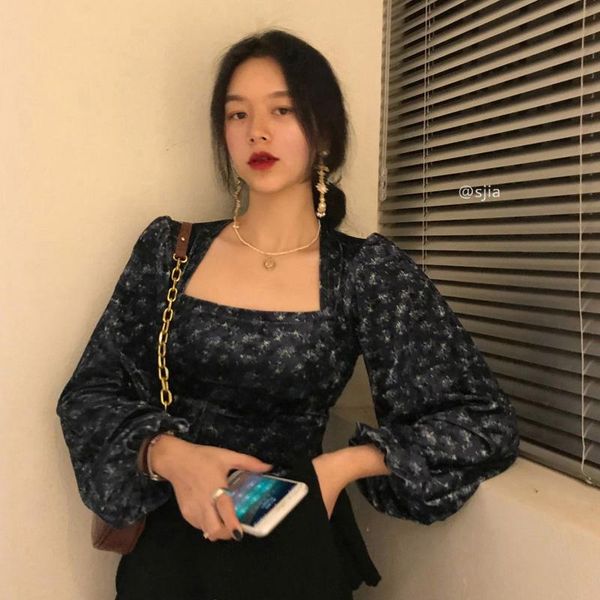women's blouses & shirts french retro square neck floral shirt autumn spring long sleeve bubble t-shirt elegant blouse noble gilr, White
women's blouses & shirts french retro square neck floral shirt autumn spring long sleeve bubble t-shirt elegant blouse noble gilr, White