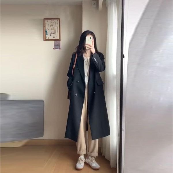 women's wool & blends autumn women woolen blend coat korean long sleeve clothes black jacket casual elegant outwear
women's wool & blends autumn women woolen blend coat korean long sleeve clothes black jacket casual elegant outwear