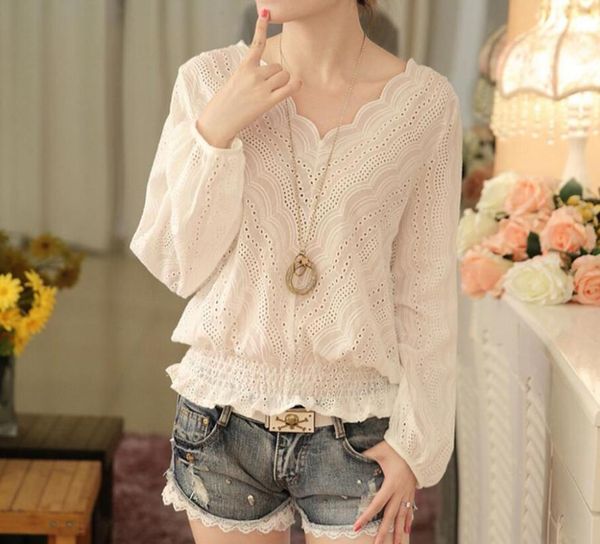 women's blouses & shirts 2021 spring women v-neck long sleeve white chiffon casual lace floral elastic hem hollow out blusas
women's blouses & shirts 2021 spring women v-neck long sleeve white chiffon casual lace floral elastic hem hollow out blusas