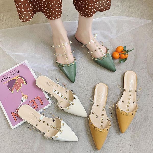 pointed toe slippers soft shoes woman 2021 pantofle low rivet comfort flat summer slides basic rubber hoof heels pu fabric, Black
pointed toe slippers soft shoes woman 2021 pantofle low rivet comfort flat summer slides basic rubber hoof heels pu fabric, Black