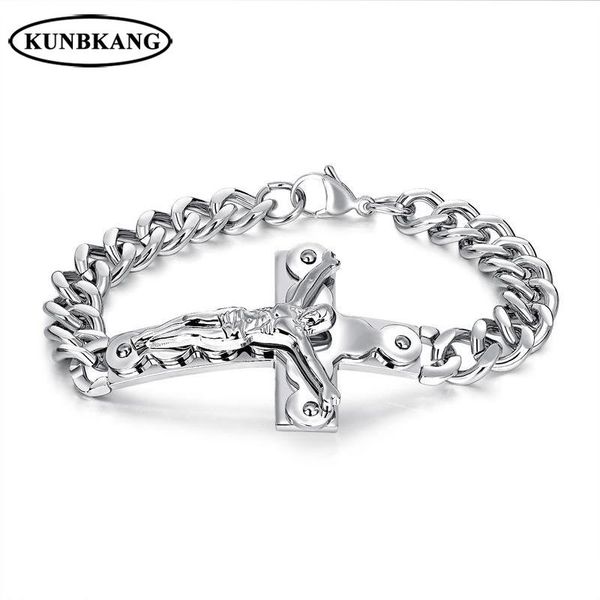 link, chain punk christ cross bracelet for men catholic inri crucifix jesus piece cuban link bangles stainless steel male jewelry gift, Black
link, chain punk christ cross bracelet for men catholic inri crucifix jesus piece cuban link bangles stainless steel male jewelry gift, Black
