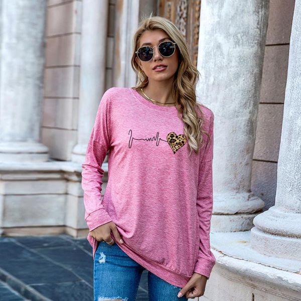 women's t-shirt 2021 spring leopard heart print women crewneck long sleeve harajuku graphic pocket pullover streetwear loose tshirt, White
women's t-shirt 2021 spring leopard heart print women crewneck long sleeve harajuku graphic pocket pullover streetwear loose tshirt, White