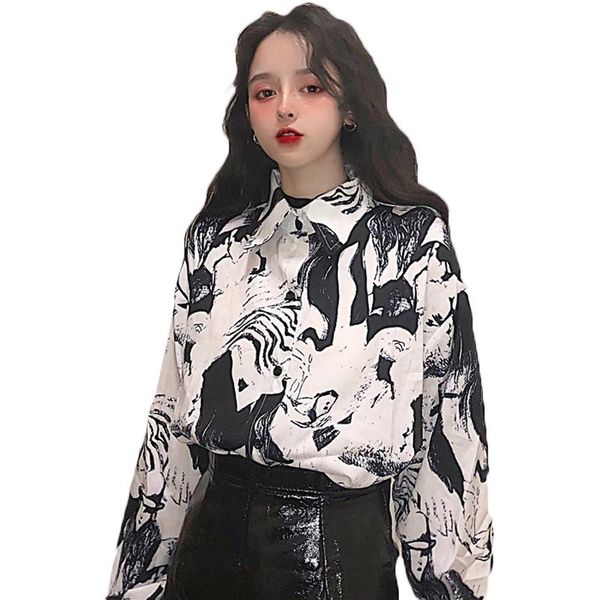 women's blouses & shirts 2021 women korean loose long-sleeved retro chic ink flower shirt summer spring blouse female 134c, White
women's blouses & shirts 2021 women korean loose long-sleeved retro chic ink flower shirt summer spring blouse female 134c, White