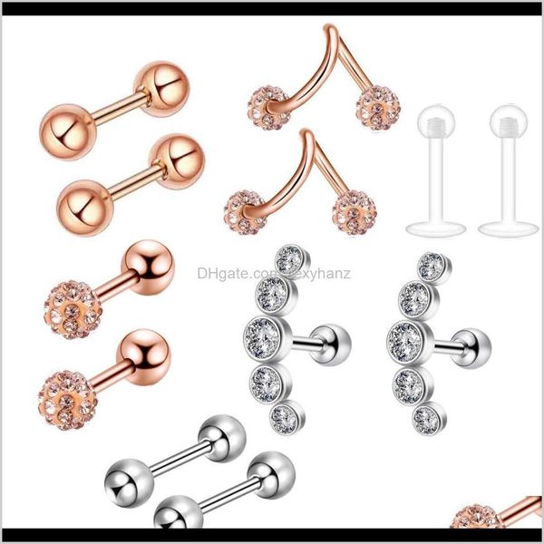 plugs & tunnels drop delivery 2021 10 set/lot stainless steel 16g tragus earrings labret lip rings helix cartilage nose ear studs men pierci, Silver
plugs & tunnels drop delivery 2021 10 set/lot stainless steel 16g tragus earrings labret lip rings helix cartilage nose ear studs men pierci, Silver