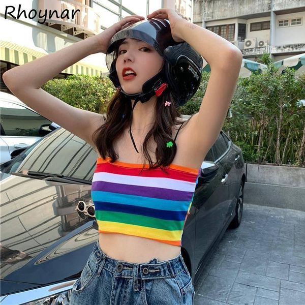 women's tanks & camis colorful striped women all-match streetwear holiday slim spaghetti strap cropped female fit sweet korean sty, White
women's tanks & camis colorful striped women all-match streetwear holiday slim spaghetti strap cropped female fit sweet korean sty, White