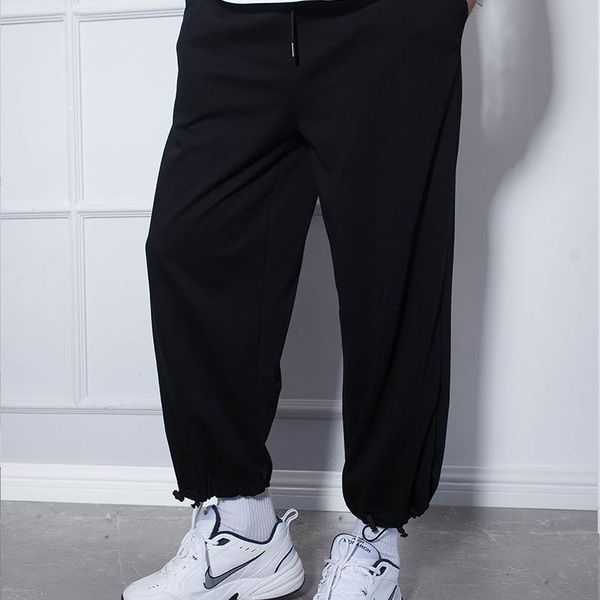 men's pants european and american high street style loose casual sports wide leg adjustable jogging beam feet, Black
men's pants european and american high street style loose casual sports wide leg adjustable jogging beam feet, Black