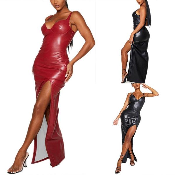 pu leather slit midi dress party club outfits women elegant clothes casual dresses, Black;gray
pu leather slit midi dress party club outfits women elegant clothes casual dresses, Black;gray