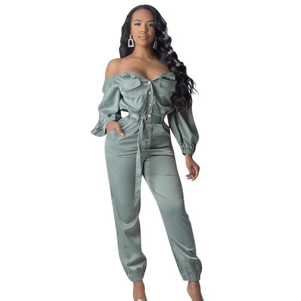 women's jumpsuits & rompers buttoned off shoulder long sleeve jumpsuit pockets women overalls with belt romper 2021 autumn winter outfi, Black;white
women's jumpsuits & rompers buttoned off shoulder long sleeve jumpsuit pockets women overalls with belt romper 2021 autumn winter outfi, Black;white