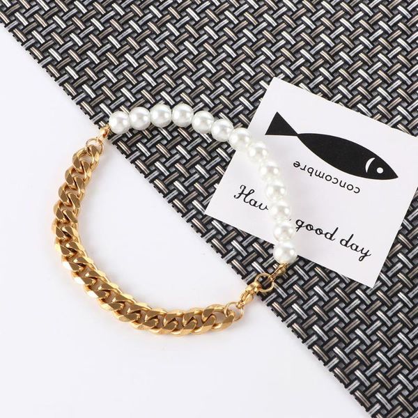 link, chain korean vintage punk men bracelets patchwork imitation pearl cuban wrist bands beaded bangles for women girls hands jewelry, Black
link, chain korean vintage punk men bracelets patchwork imitation pearl cuban wrist bands beaded bangles for women girls hands jewelry, Black